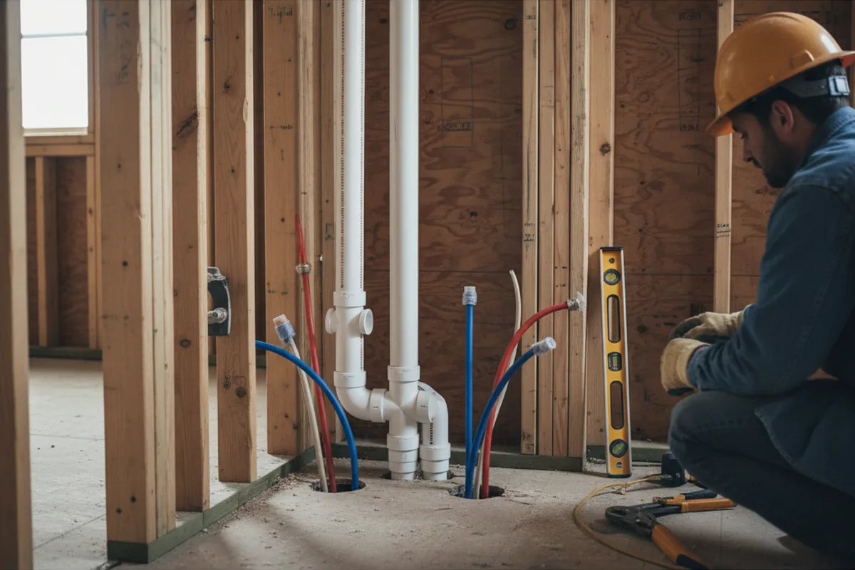 Drain and supply rough-in during Leak Detection in Van Hornesville