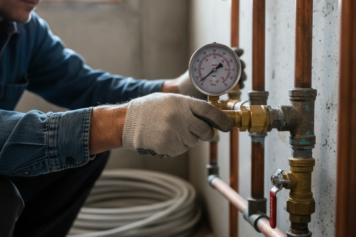Pressure testing a repaired line during Water Line Repair in Van Hornesville